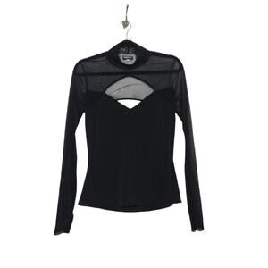 Vintage y2k Benedetti Italy Euro Core XL Sheer Black Turtleneck Goth Punk Office